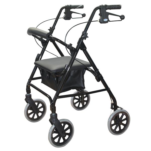 Days 105 Rollator Seat Walker, 8" Wheels, Black