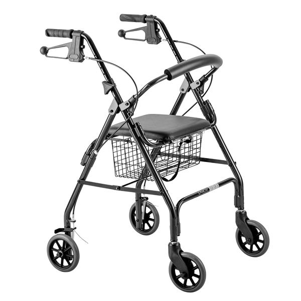 Days Seat Walker with Handbrakes and Curved Backrest, Black. Product Code:MFI-MOBWAL70168
