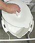 Toilet bowl with lid for folding over toilet aid. Product Code NOV-BAT68662