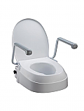 Raised Toilet Seat with Arms, three fixed adjustable seat heights 60mm, 100mm, 150mm